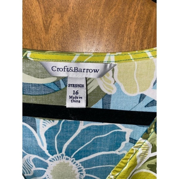 Floral sundress by Croft & Barrow stretch SZ 16 sleeveless 97%cotton 3%spandex - Picture 3 of 5